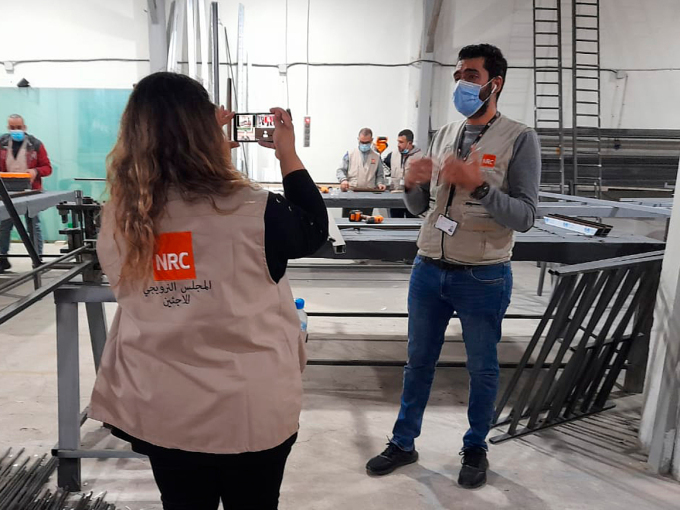 Raed, originally from Jordan, spoke with the Crown Prince from Lebanon, where he is contributing to the recovery effort after the huge explosion. Photo: NRC